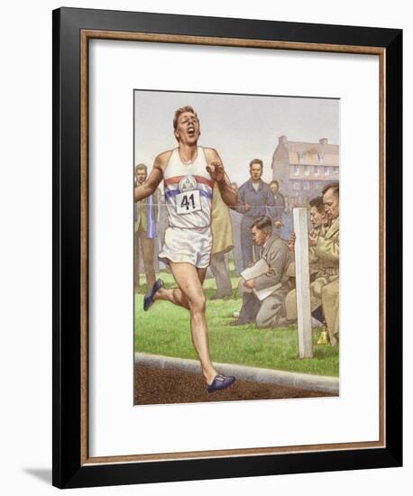 Roger Bannister Running the First Four-Minute Mile-Pat Nicolle-Framed Giclee Print