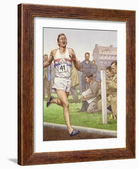 Roger Bannister Running the First Four-Minute Mile-Pat Nicolle-Framed Giclee Print