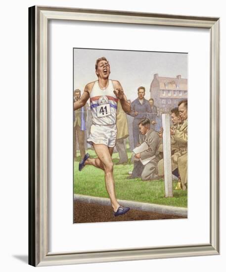 Roger Bannister Running the First Four-Minute Mile-Pat Nicolle-Framed Giclee Print