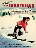 Visit Canada - Skiing - Travel Canadian Pacific, Vintage Railroad Travel Poster, 1955-Roger Couillard-Art Print