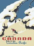 Visit Canada - Skiing - Travel Canadian Pacific, Vintage Railroad Travel Poster, 1955-Roger Couillard-Art Print