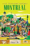 Visit Historical and Gay Montreal Canada - Vintage Travel Poster 1955-Roger Couillard-Framed Stretched Canvas