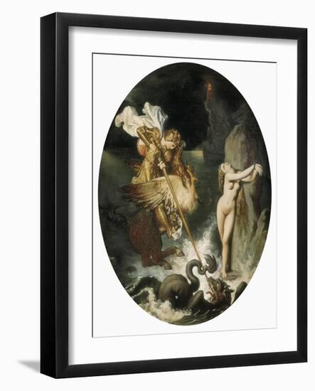 Roger Delivering Angelica-Jean-Auguste-Dominique Ingres-Framed Art Print