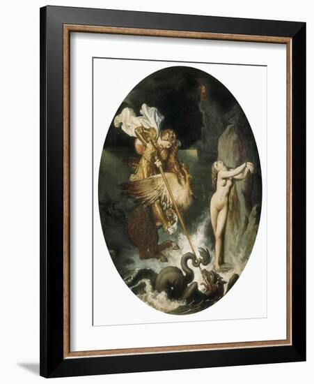 Roger Delivering Angelica-Jean-Auguste-Dominique Ingres-Framed Art Print