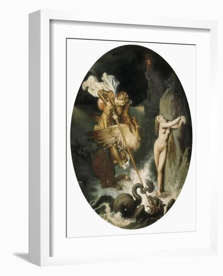 Roger Delivering Angelica-Jean-Auguste-Dominique Ingres-Framed Art Print
