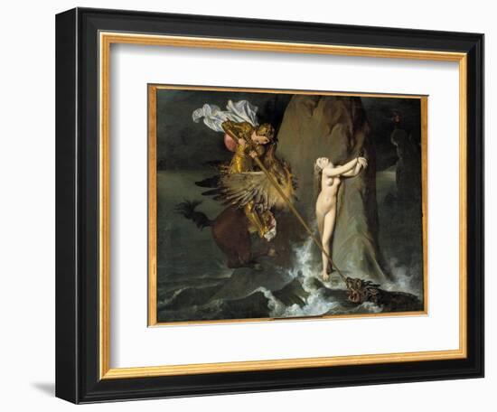 Roger Delivrant Angelique Angelique (Angelica) is Liberated by Roger (Ruggero, Ruggiero) Rides on A-Jean Auguste Dominique Ingres-Framed Giclee Print