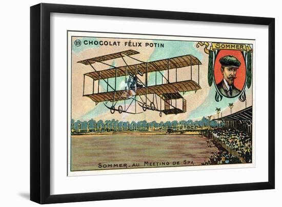 Roger Sommer Flying at the Spa Aviation Meeting, Belgium, 1909-null-Framed Giclee Print