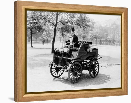 Roger Wallace in His Electric Car, 1899-null-Framed Premier Image Canvas