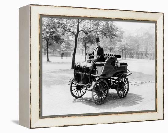 Roger Wallace in His Electric Car, 1899-null-Framed Premier Image Canvas