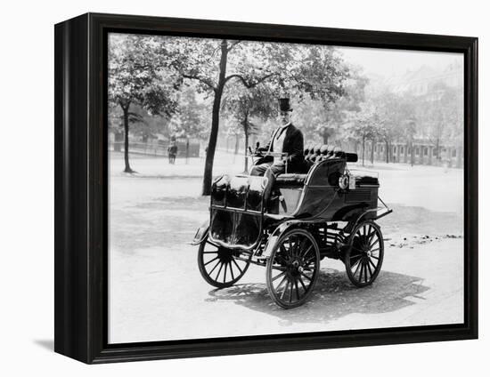 Roger Wallace in His Electric Car, 1899-null-Framed Premier Image Canvas