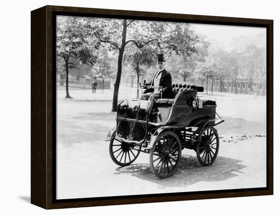 Roger Wallace in His Electric Car, 1899-null-Framed Premier Image Canvas