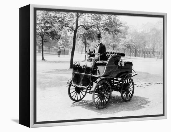 Roger Wallace in His Electric Car, 1899-null-Framed Premier Image Canvas