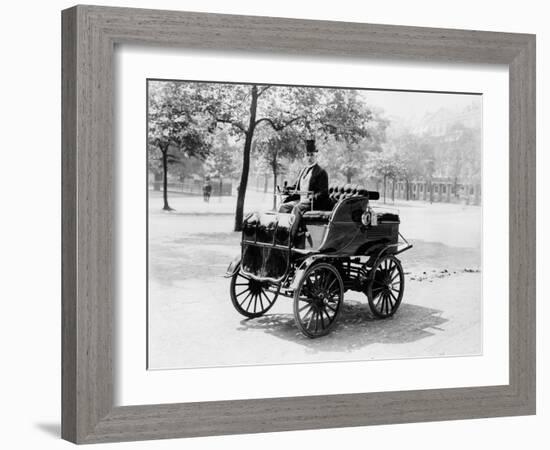 Roger Wallace in His Electric Car, 1899-null-Framed Photographic Print