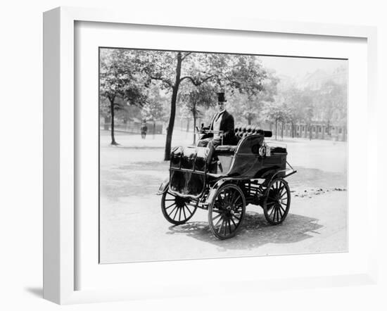 Roger Wallace in His Electric Car, 1899-null-Framed Photographic Print