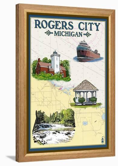 Rogers City, Michigan - Nautical Chart-Lantern Press-Framed Stretched Canvas