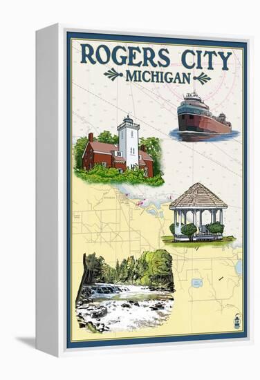 Rogers City, Michigan - Nautical Chart-Lantern Press-Framed Stretched Canvas