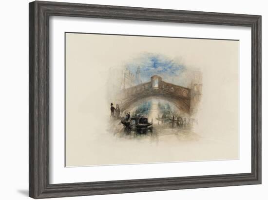 Rogers's Poems 1835 Watercolours, Venice (The Rialto - Moonlight)-J. M. W. Turner-Framed Giclee Print