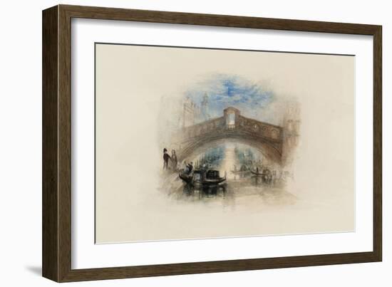 Rogers's Poems 1835 Watercolours, Venice (The Rialto - Moonlight)-J. M. W. Turner-Framed Giclee Print