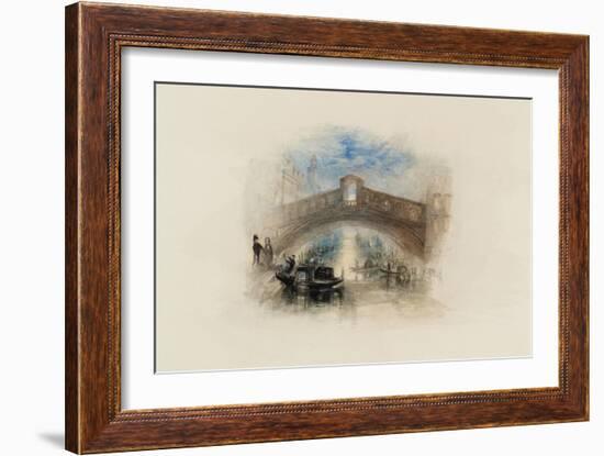 Rogers's Poems 1835 Watercolours, Venice (The Rialto - Moonlight)-J. M. W. Turner-Framed Giclee Print