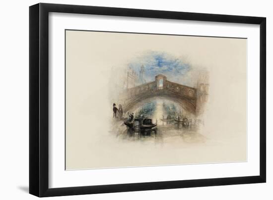 Rogers's Poems 1835 Watercolours, Venice (The Rialto - Moonlight)-J. M. W. Turner-Framed Giclee Print