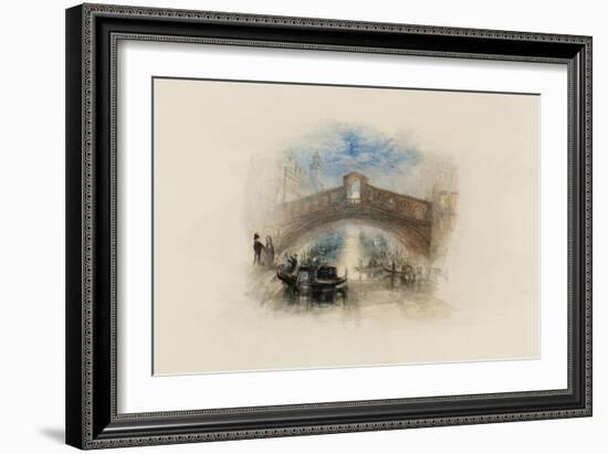 Rogers's Poems 1835 Watercolours, Venice (The Rialto - Moonlight)-J. M. W. Turner-Framed Giclee Print