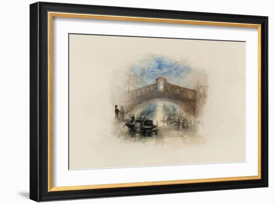 Rogers's Poems 1835 Watercolours, Venice (The Rialto - Moonlight)-J. M. W. Turner-Framed Giclee Print