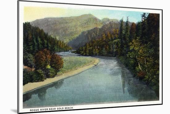 Rogue River, Oregon - River Scene Near Gold Beach-Lantern Press-Mounted Art Print