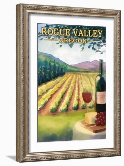 Rogue Valley, Oregon - Wine Country-Lantern Press-Framed Art Print