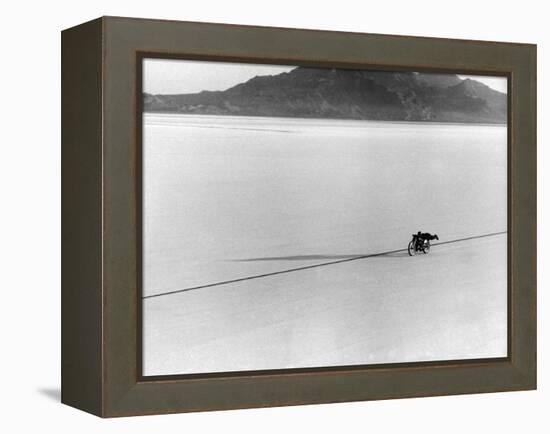 Roland Free Breaking World's Speed Record on Bonneville Salt Flats-Peter Stackpole-Framed Premier Image Canvas