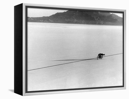 Roland Free Breaking World's Speed Record on Bonneville Salt Flats-Peter Stackpole-Framed Premier Image Canvas