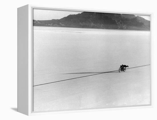 Roland Free Breaking World's Speed Record on Bonneville Salt Flats-Peter Stackpole-Framed Premier Image Canvas