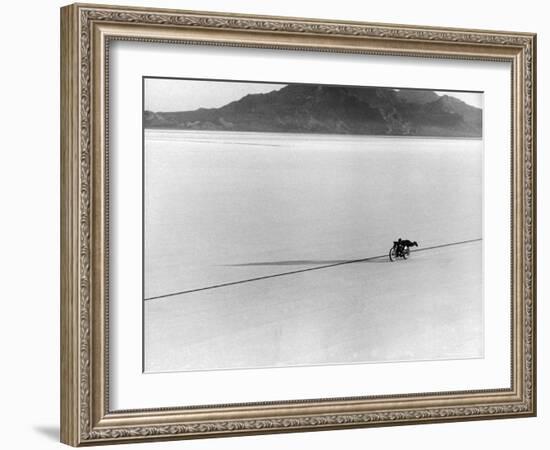 Roland Free Breaking World's Speed Record on Bonneville Salt Flats-Peter Stackpole-Framed Premium Photographic Print