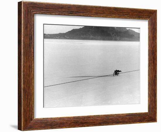 Roland Free Breaking World's Speed Record on Bonneville Salt Flats-Peter Stackpole-Framed Premium Photographic Print