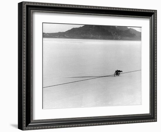 Roland Free Breaking World's Speed Record on Bonneville Salt Flats-Peter Stackpole-Framed Premium Photographic Print