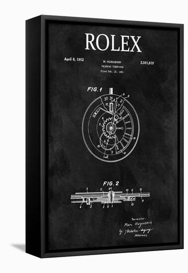 Rolex Calendar Time Piece, 1951- Black-Dan Sproul-Framed Stretched Canvas