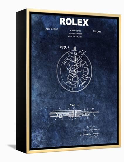 Rolex Calendar Time Piece, 1951- Blue-Dan Sproul-Framed Stretched Canvas