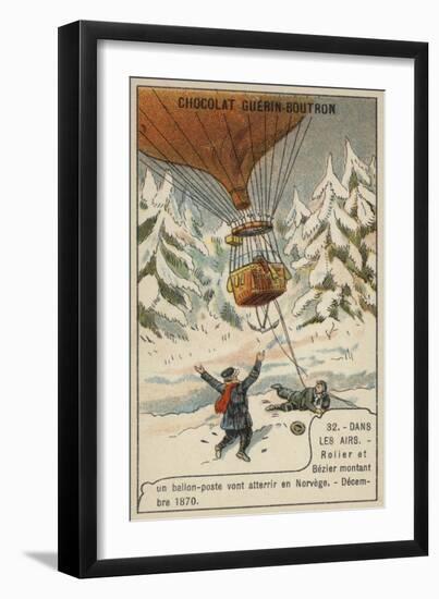 Rolier and Bezier's Postal Balloon Flight from Paris to Norway, December 1870-null-Framed Giclee Print