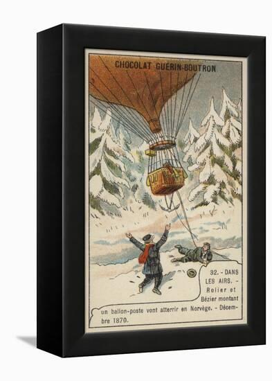 Rolier and Bezier's Postal Balloon Flight from Paris to Norway, December 1870-null-Framed Premier Image Canvas