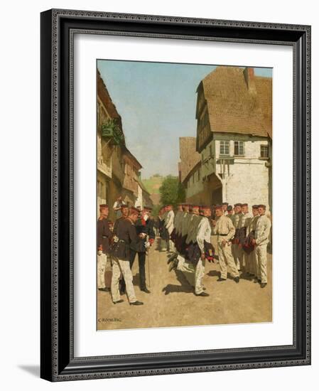 Roll-Call During on Maneuvers, before 1894-Carl Rochling-Framed Giclee Print