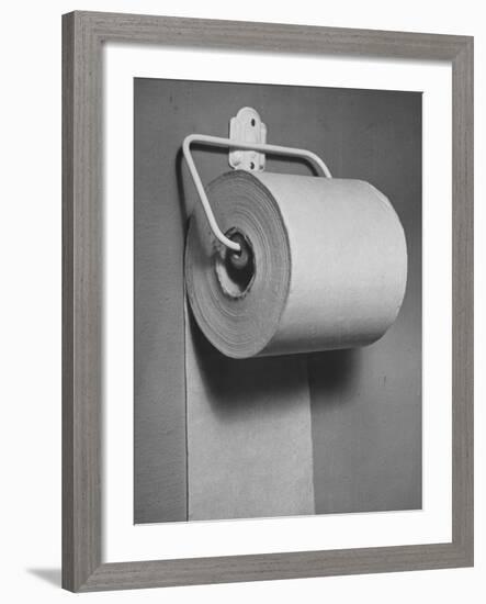 Roll of Toilet Paper, Illustrating the Shortage-Nina Leen-Framed Photographic Print