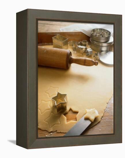 Rolled-Out Dough with Stars and Star Cutter-Eising Studio - Food Photo and Video-Framed Premier Image Canvas