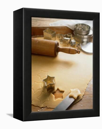 Rolled-Out Dough with Stars and Star Cutter-Eising Studio - Food Photo and Video-Framed Premier Image Canvas