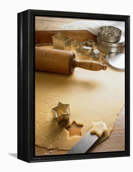 Rolled-Out Dough with Stars and Star Cutter-Eising Studio - Food Photo and Video-Framed Premier Image Canvas