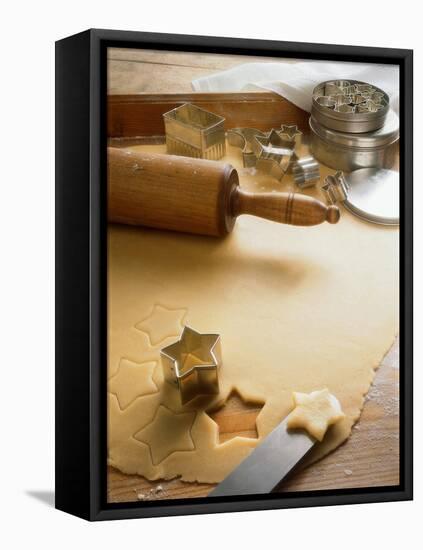 Rolled-Out Dough with Stars and Star Cutter-Eising Studio - Food Photo and Video-Framed Premier Image Canvas