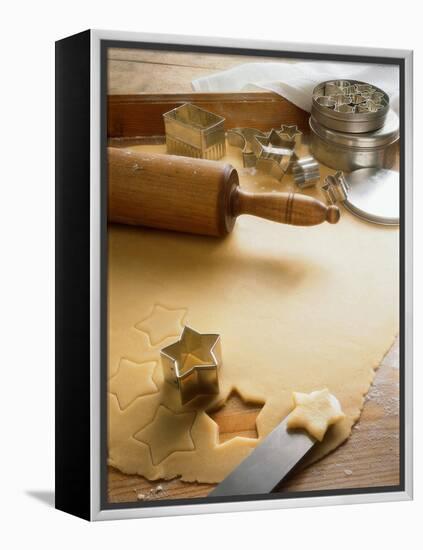 Rolled-Out Dough with Stars and Star Cutter-Eising Studio - Food Photo and Video-Framed Premier Image Canvas