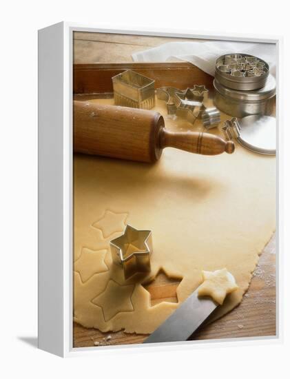 Rolled-Out Dough with Stars and Star Cutter-Eising Studio - Food Photo and Video-Framed Premier Image Canvas