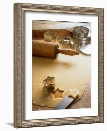 Rolled-Out Dough with Stars and Star Cutter-Eising Studio - Food Photo and Video-Framed Photographic Print