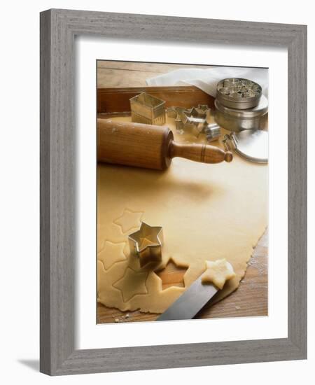 Rolled-Out Dough with Stars and Star Cutter-Eising Studio - Food Photo and Video-Framed Photographic Print