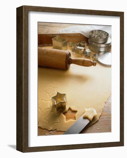 Rolled-Out Dough with Stars and Star Cutter-Eising Studio - Food Photo and Video-Framed Photographic Print