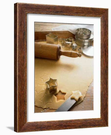 Rolled-Out Dough with Stars and Star Cutter-Eising Studio - Food Photo and Video-Framed Photographic Print